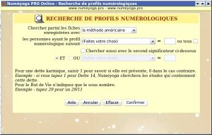 Recherche de profils numérologiques parmi toutes les études